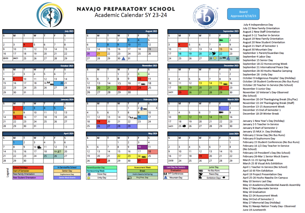 Calendar Navajo Prep